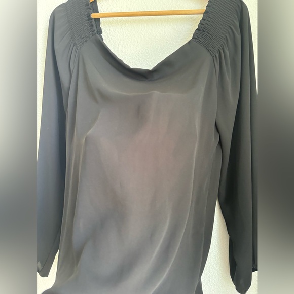 EIGHT SIXTY chiffon off the shoulder ballon sleeve sheer blouse black size MED - Picture 7 of 7